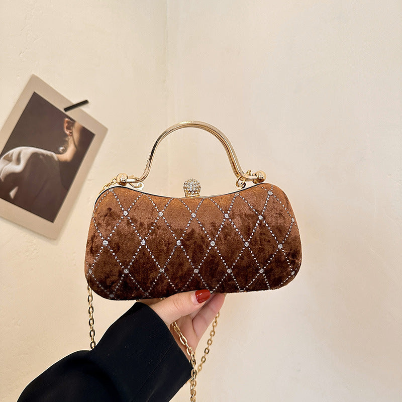 Wholesale velvet ladies shoulder bag Christmas party clutch shoulder bag